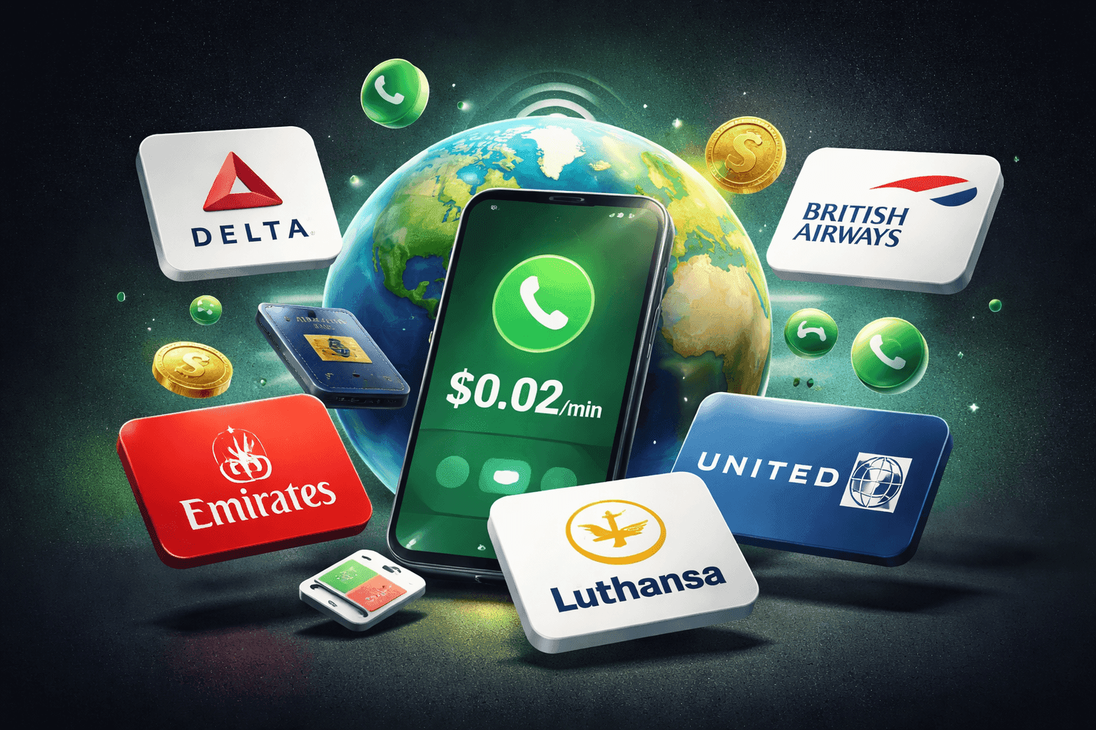 Call 5 Major Airlines from Abroad for Under $0.15/min